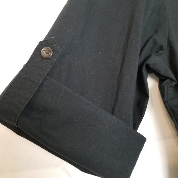 Merona Size XXL Black Stretch Cotton Blend 4 Pocket Women's Buttonfront Dress - Picture 6 of 9